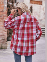 Plaid Dropped Shoulder Longline Shirt**