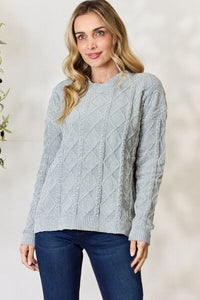 BiBi Cable Knit Round Neck Sweater**