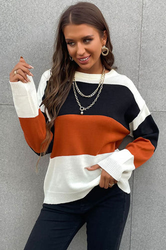 Longing For Fall Color Block Sweater**