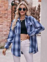 Plaid Dropped Shoulder Longline Shirt**