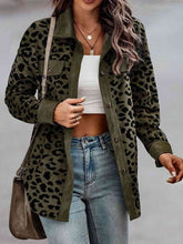 Full Size Leopard Buttoned Jacket**
