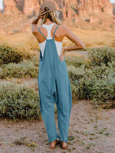 Double Take Full Size V-Neck Sleeveless Jumpsuit with Pockets**