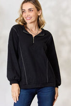 BiBi Half Zip Brushed Terry Long Sleeve Top**