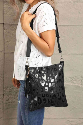 Adored PU Leather Shoulder Bag with Tassel**