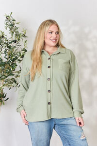 Heimish Full Size Button Down Long Sleeve Shirt**