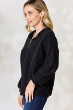 BiBi Half Zip Brushed Terry Long Sleeve Top**