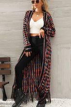 Multicolored Open Front Fringe Hem Cardigan**