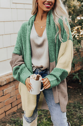 Color Block Long Sleeve Cardigan**