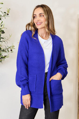 Zenana Full Size Waffle-Knit Open Front Cardigan**