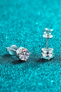 2 Carat Moissanite Rhodium-Plated Stud Earrings**