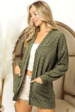 BiBi Checkered Long Sleeve Open Front Cardigan**