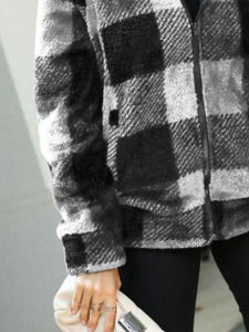 Plaid Zip-Up Collared Jacket**