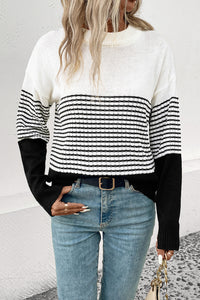 Striped Drop Shoulder Sweater**