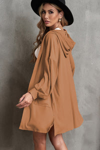 Open Front Hooded Longline Cardigan with Pockets