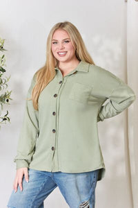 Heimish Full Size Button Down Long Sleeve Shirt**