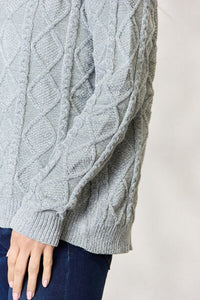 BiBi Cable Knit Round Neck Sweater**