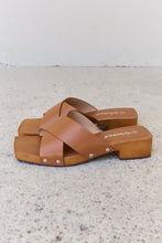 Weeboo Step Into Summer Criss Cross Wooden Clog Mule in Brown**