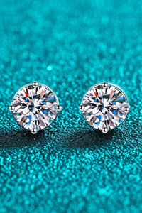 2 Carat Moissanite Rhodium-Plated Stud Earrings**