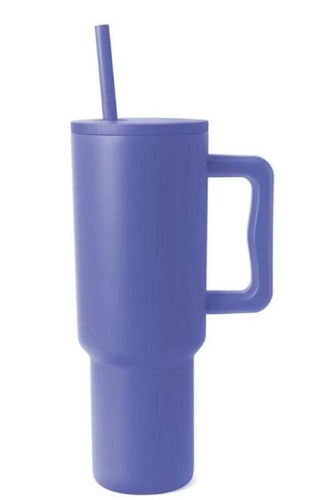 Monochromatic Stainless Steel Tumbler with Matching Straw**