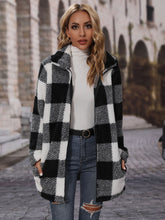 Plaid Collared Neck Coat with Pockets**