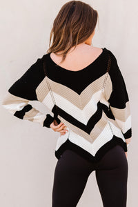 Color Block Rib-Knit Sweater**