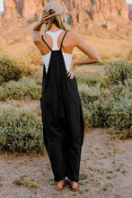 Double Take Full Size V-Neck Sleeveless Jumpsuit with Pockets**