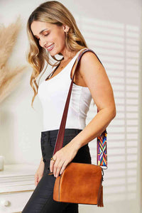 SHOMICO PU Leather Wide Strap Crossbody Bag**