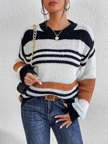 Striped Round Neck Sweater**