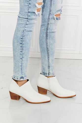 MMShoes Trust Yourself Embroidered Crossover Cowboy Bootie in White**