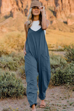 Double Take Full Size V-Neck Sleeveless Jumpsuit with Pockets**