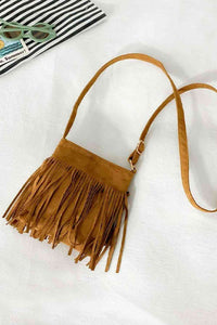 Adored PU Leather Crossbody Bag with Fringe**