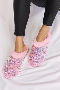 Forever Link Sequin Plush Round Toe Slippers**