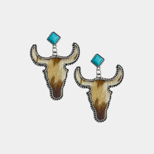 Bull Shape Turquoise Dangle Earrings**