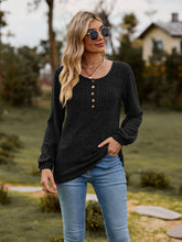 Round Neck Button-Down Long Sleeve Tee