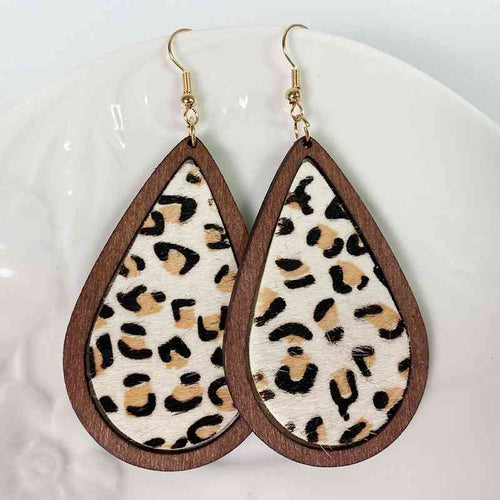 Teardrop Shape Wooden Dangle Earrings**