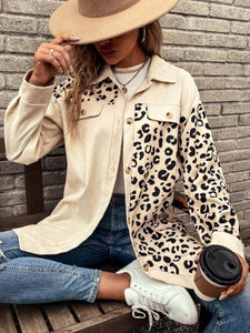 Full Size Leopard Collared Shirt**