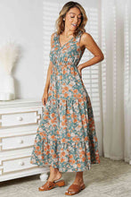 Double Take Floral V-Neck Tiered Sleeveless Dress**