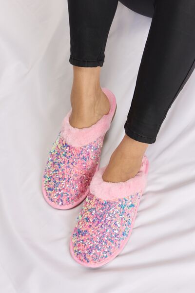 Forever Link Sequin Plush Round Toe Slippers**