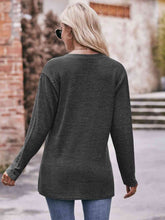 Double Take Buttoned Notched Neck Long Sleeve Top**