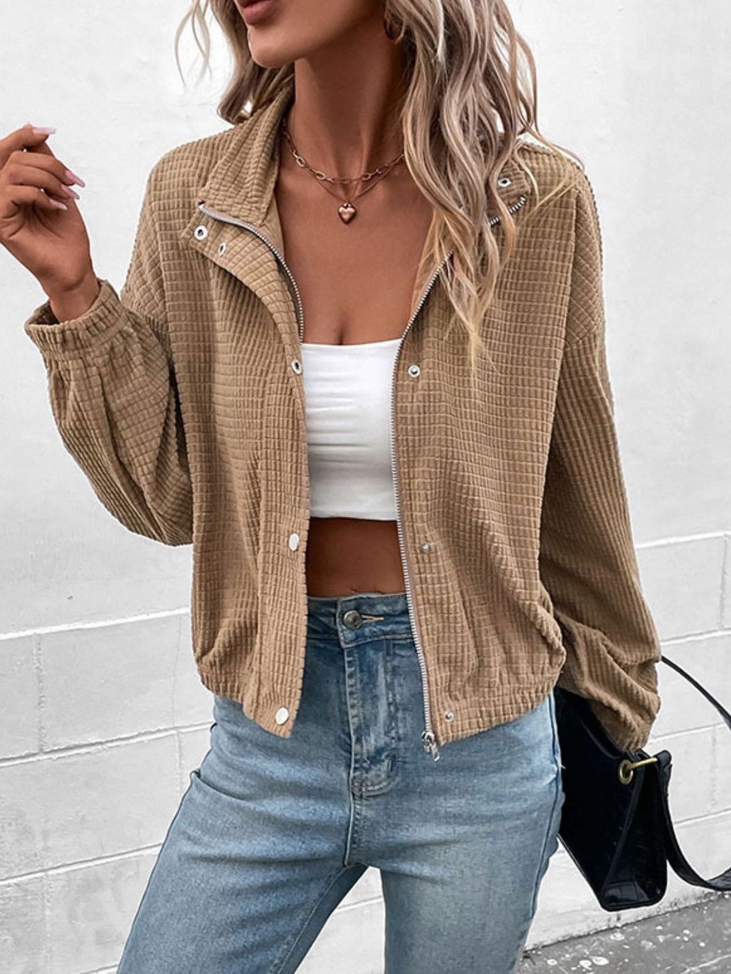 Long Sleeve Dropped Shoulder Jacket**